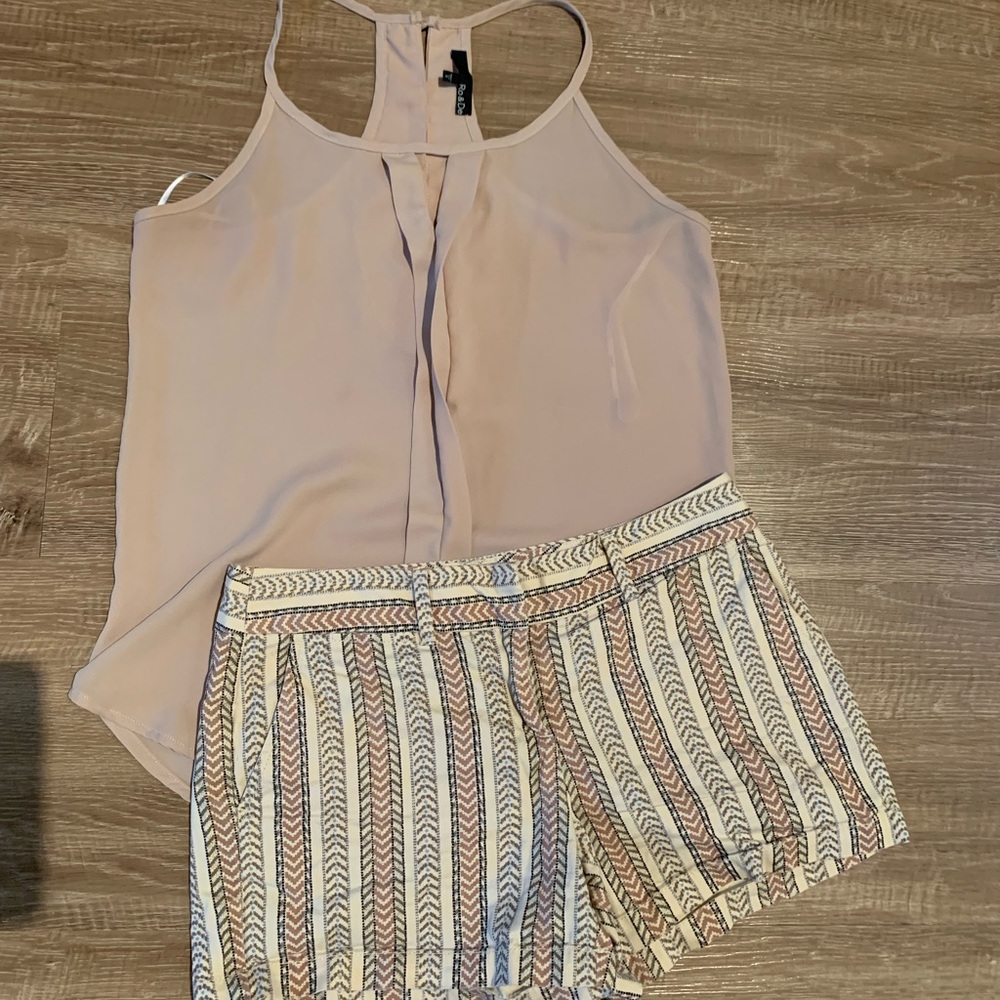 LOFT Printed Shorts Size 0 Black Gray Mauve Print